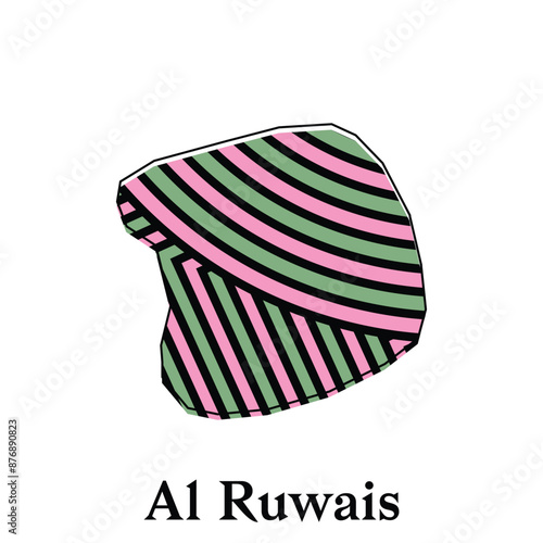 Map City of Al Ruwais design illustration, vector symbol, sign, outline, World Map International vector template on white background photo