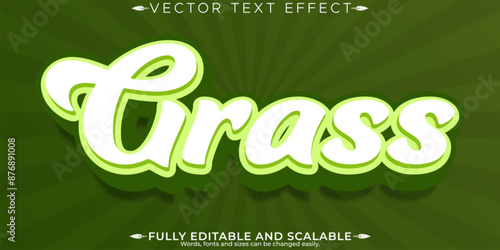 Organic green text effect, editable natural and fruit text style