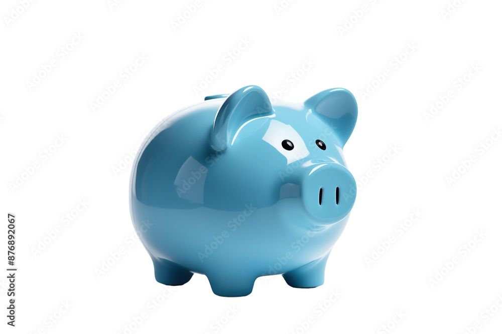 A Sky Blue Piggy Bank Standing Tall on a White Background. on a White or Clear Surface PNG Transparent Background. A Sky Blue Piggy Bank Standing Tall on a White Background. on a White or Clear Surface PNG Transparent Background.
