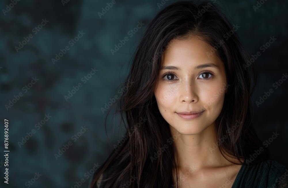 Thoughtful young woman with long dark hair Thoughtful young woman with long dark hair