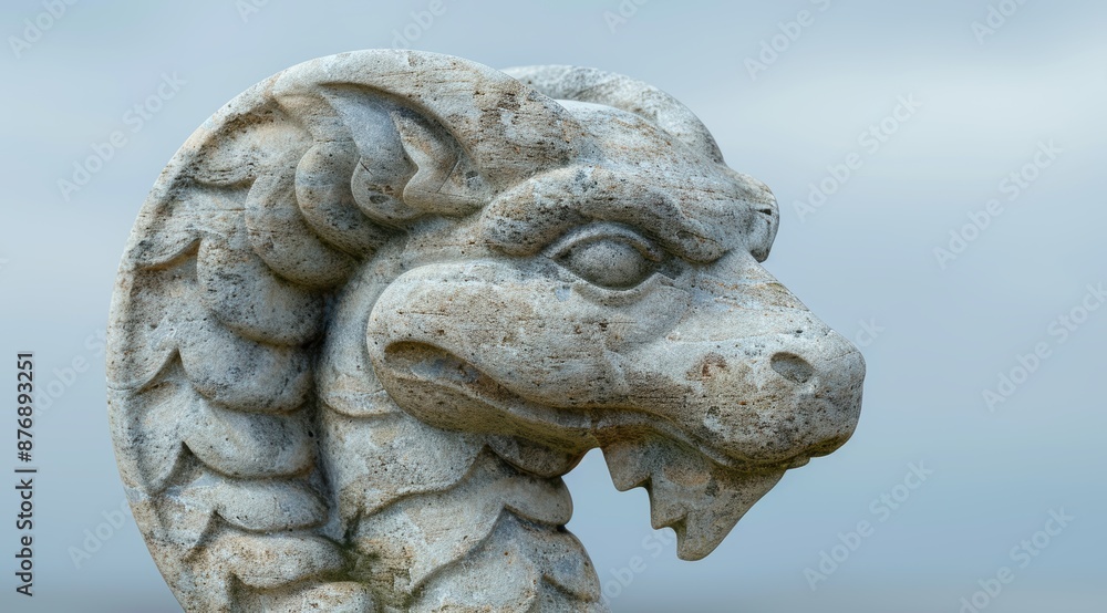 Fototapeta premium Weathered stone dragon sculpture