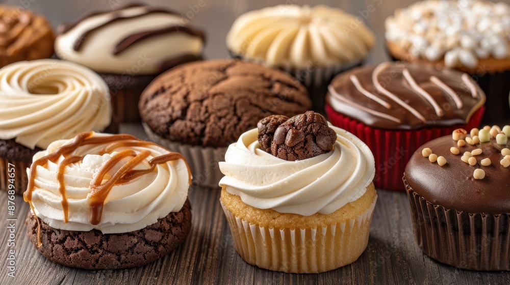 Assortment of delicious homemade cupcakes and cookies Assortment of delicious homemade cupcakes and cookies