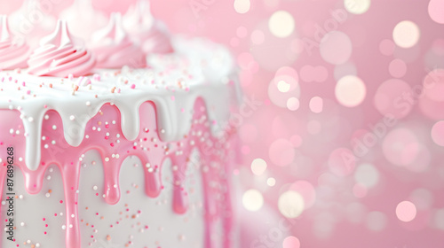 cake with pink icing in sparky pink background