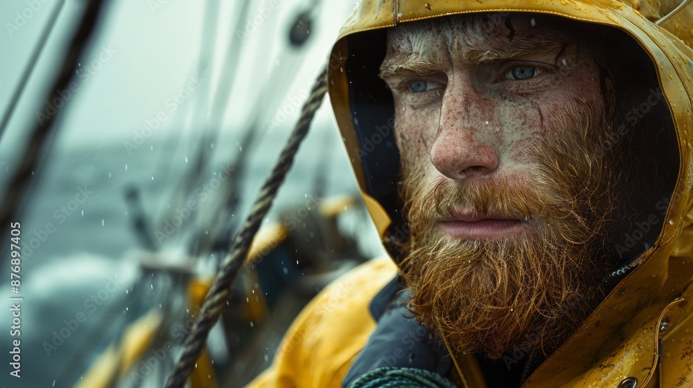 crab catcher red-haired man 30 years old on a ship crab catcher red-haired man 30 years old on a ship