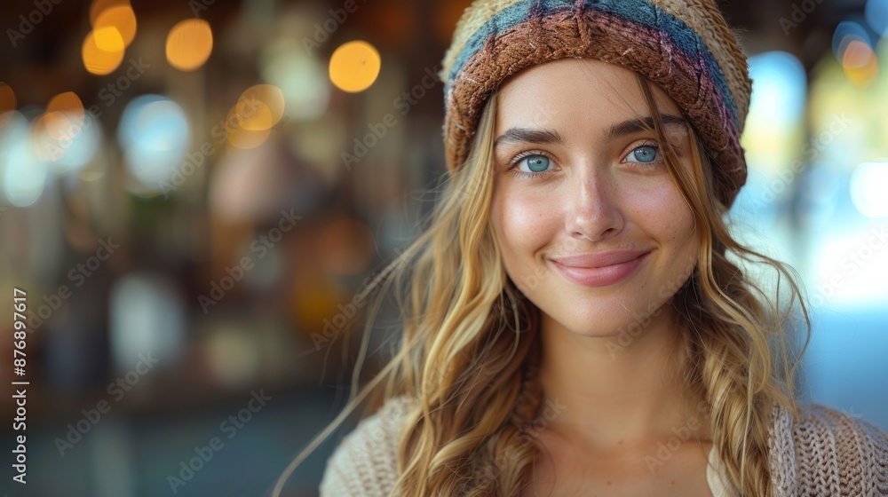 smiling woman wearing a cap close up smiling woman wearing a cap close up