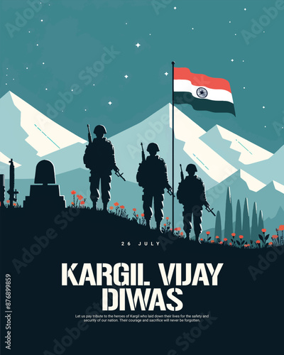 Kargil Vijay Diwas 26th July India Celebration Social Media Post Template Banner photo