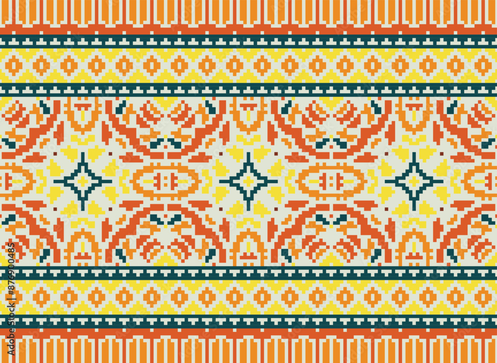 Beautiful ikat ethnic pattern. Seamless pattern in tribal, folk embroidery, and Mexican style; Abstract ethnic Aztec art. Geometric seamless pattern in tribal. Beautiful ikat ethnic pattern. Seamless pattern in tribal, folk embroidery, and Mexican style; Abstract ethnic Aztec art. Geometric seamless pattern in tribal.