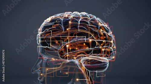Super realistic brain illustration in 8k, emphasizing the limbic system with dramatic lighting, clearly labeled parts such as the hypothalamus, thalamus, and amygdala, with arrows for precise