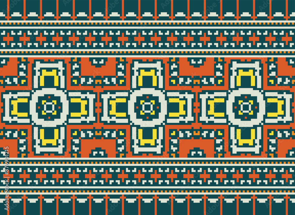Beautiful ikat ethnic pattern. Seamless pattern in tribal, folk embroidery, and Mexican style; Abstract ethnic Aztec art. Geometric seamless pattern in tribal. Beautiful ikat ethnic pattern. Seamless pattern in tribal, folk embroidery, and Mexican style; Abstract ethnic Aztec art. Geometric seamless pattern in tribal.