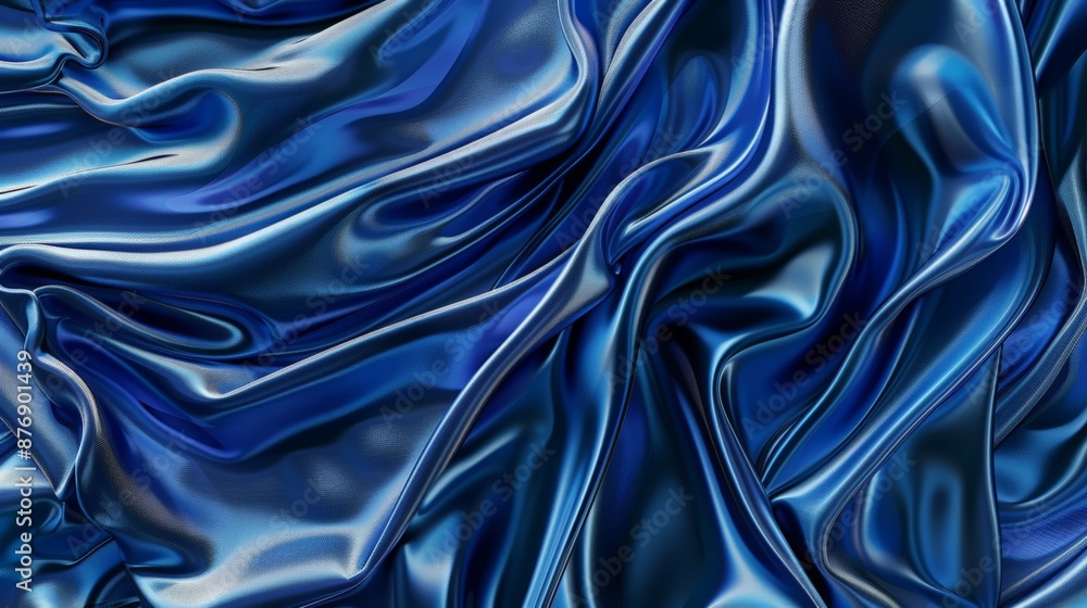 A digitally created image of flowing blue silk fabric A digitally created image of flowing blue silk fabric