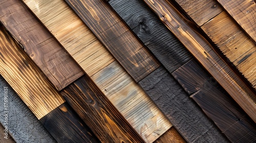 Various wooden flooring samples arranged neatly, demonstrating different textures and colors of assorted wooden floor types.