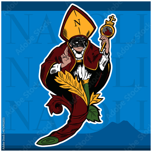 Illustrazione grafica Napoli San Gennario Pulcinella