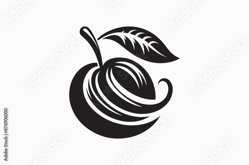 Plum vector silhouette image adobe illustrator.