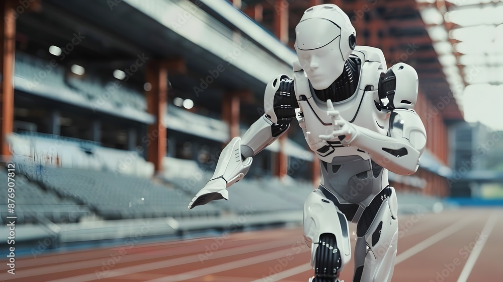 Fototapeta premium Advanced Robot Athlete Participating in Futuristic Sports Competition