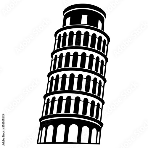 leaning tower black silhouette art illustration