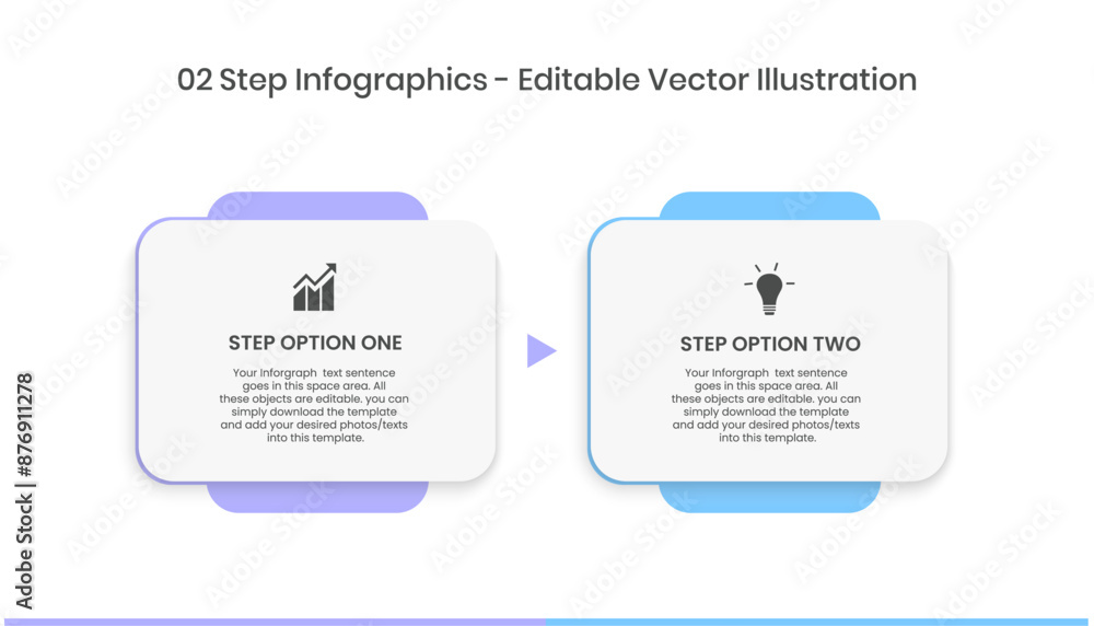 Fototapeta premium 2 Steps Infographics Design Template - Graph, Pie chart, workflow layout, squire diagram, brochure, report, presentation, web design Editable Vector illustration