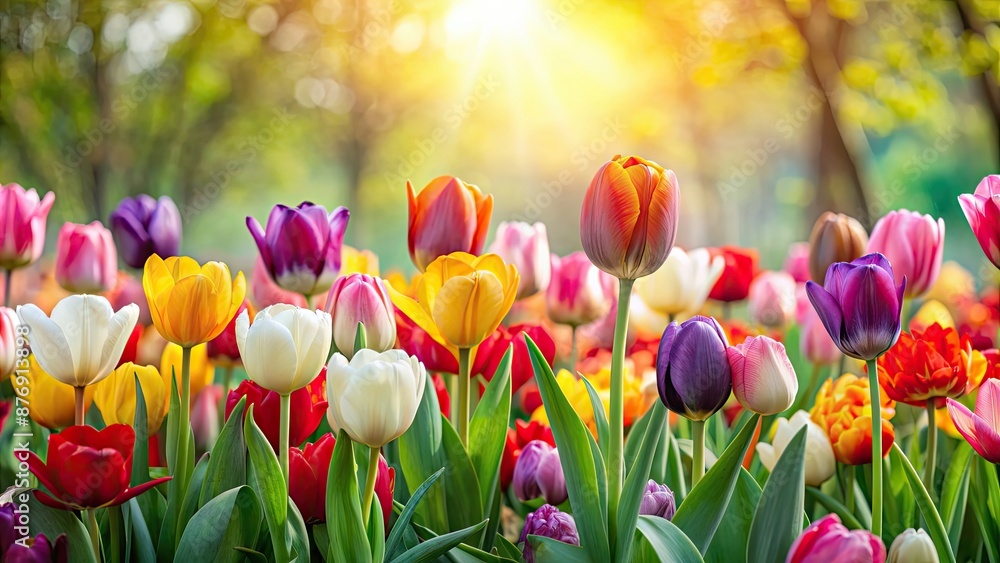 Beautiful background filled with colorful tulips, tulips, flowers, spring, garden, nature, blooming, petals, vibrant Beautiful background filled with colorful tulips, tulips, flowers, spring, garden, nature, blooming, petals, vibrant