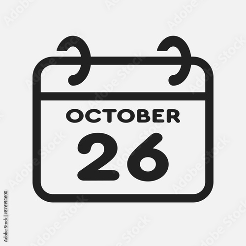 Icon page calendar day - 26 October