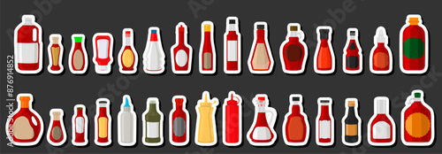 Illustration on theme big kit varied glass bottles filled liquid red wine vinegar