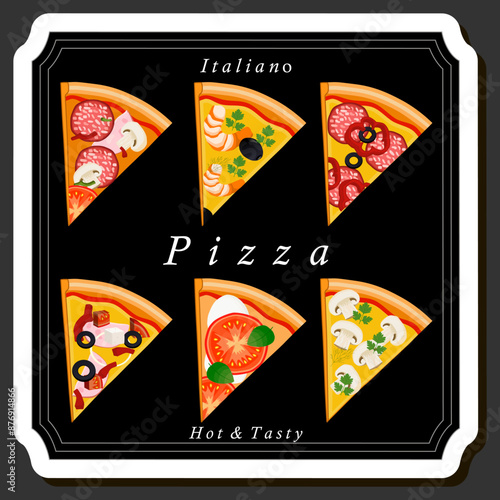 Illustration on theme big hot tasty pizza to pizzeria menu