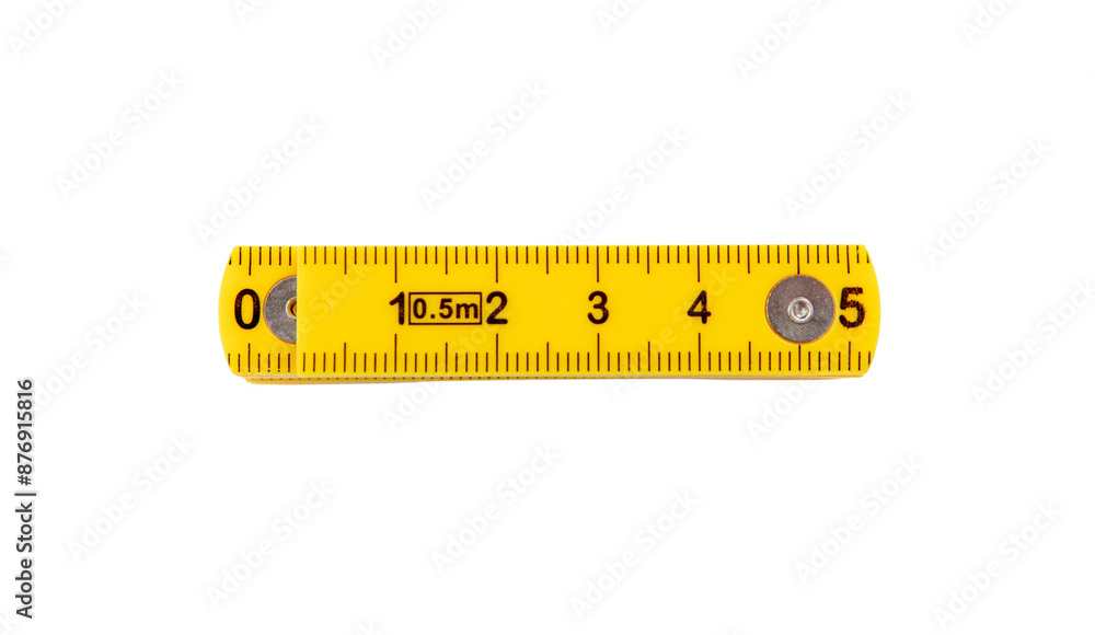 Yellow measuring tape isolated on white, transparent, Five cm length Yellow measuring tape isolated on white, transparent, Five cm length