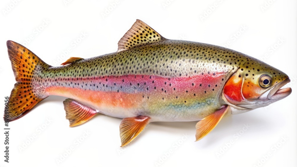 A Beautiful Rainbow Trout Isolated On A White Background. A Beautiful Rainbow Trout Isolated On A White Background.