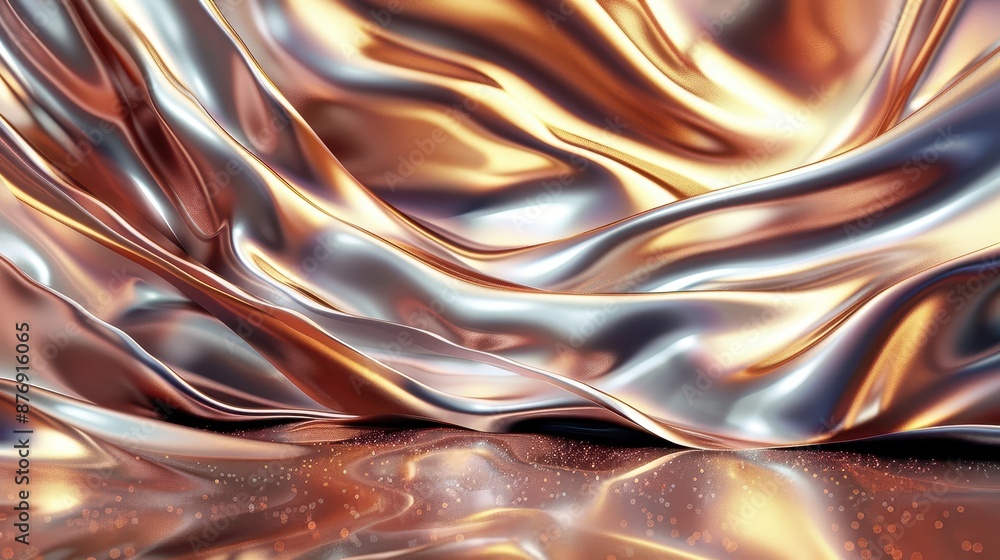 An interplay of shiny golden and silver waves in a smooth and fluid motion creating a visually stunning abstract pattern, evoking a sense of luxury and artistic creativity. An interplay of shiny golden and silver waves in a smooth and fluid motion creating a visually stunning abstract pattern, evoking a sense of luxury and artistic creativity.