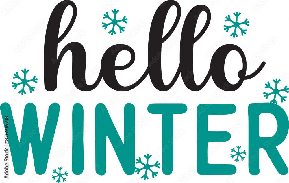 Obraz premium Hello Winter, Winter Greeting Lettering T Shirt Design