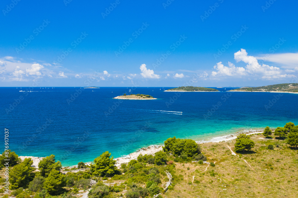 Fototapeta premium Idyllic Adriatic coastline in Rogoznica, Dalmatia, Croatia