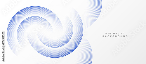 Abstract white background with blue circle lines. Digital future technology concept. vector illustration.