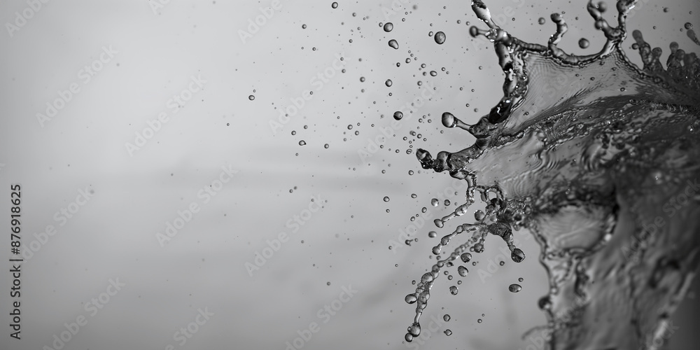 Black and White Close-Up of Water Splash in Mid-Air Black and White Close-Up of Water Splash in Mid-Air