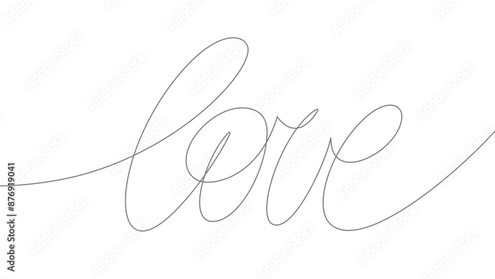 Obraz premium Love word. One continuous line minimalist art drawing style. Vector Black lines on a white background.