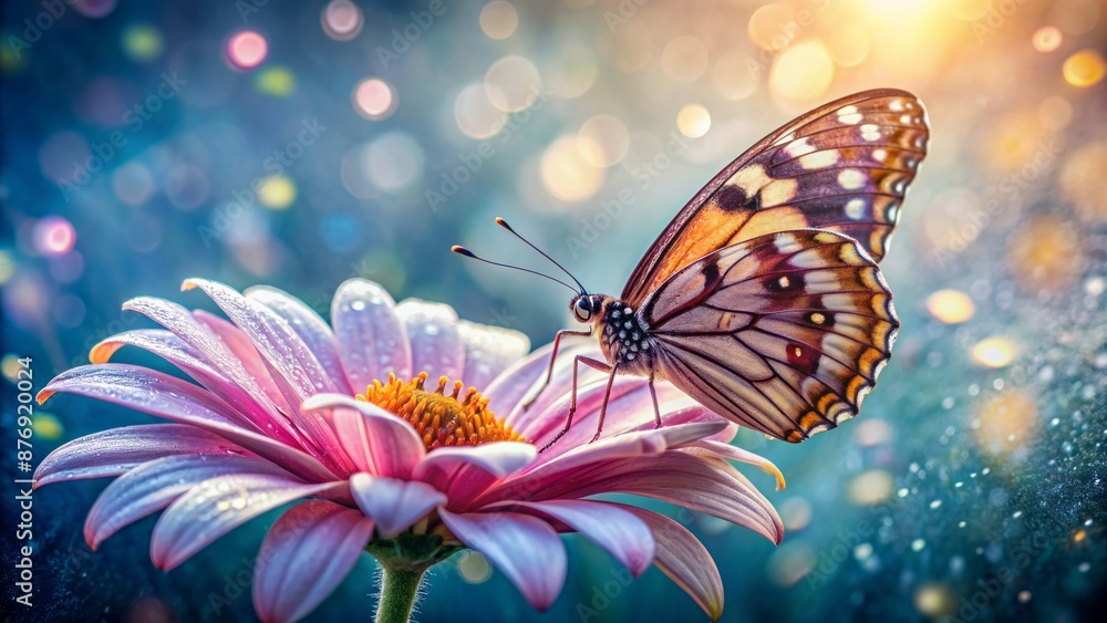 Graceful Butterfly Gently Perched On A Delicate Flower, Surrounded By The Beauty Of Nature. Graceful Butterfly Gently Perched On A Delicate Flower, Surrounded By The Beauty Of Nature.