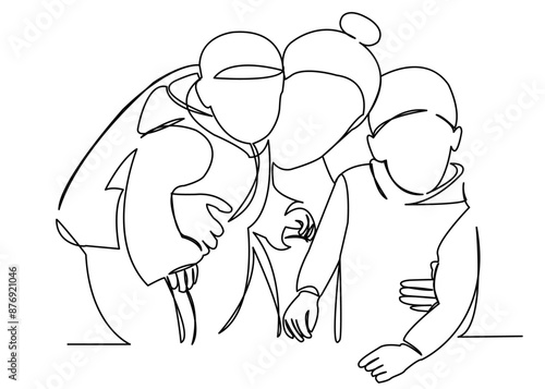 continuous single drawn one line mother hand-drawn picture silhouette. Line art. doodle.