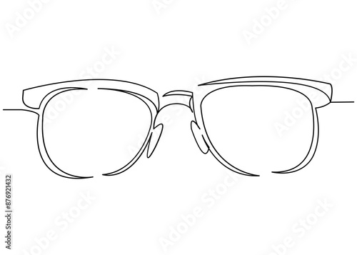 continuous single drawn one line sunglasses hand-drawn picture silhouette. Line art. doodle