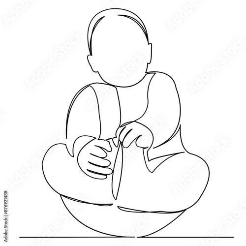 continuous single drawn line of maternity lies on a cravat hand-drawn picture silhouette. Line art. doodle.