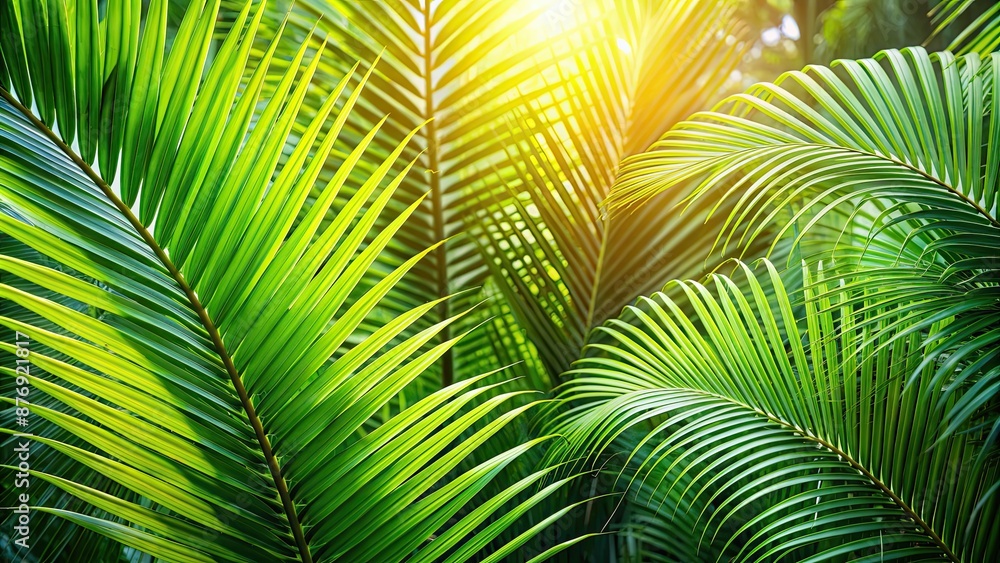Fresh green palm leaves in natural sunlight, tropical, vibrant, nature, foliage, lush, botanical, vibrant, greenery Fresh green palm leaves in natural sunlight, tropical, vibrant, nature, foliage, lush, botanical, vibrant, greenery