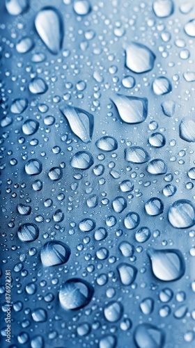 Wallpaper Mural Close-Up of Water Droplets on a Smooth Blue Surface Torontodigital.ca
