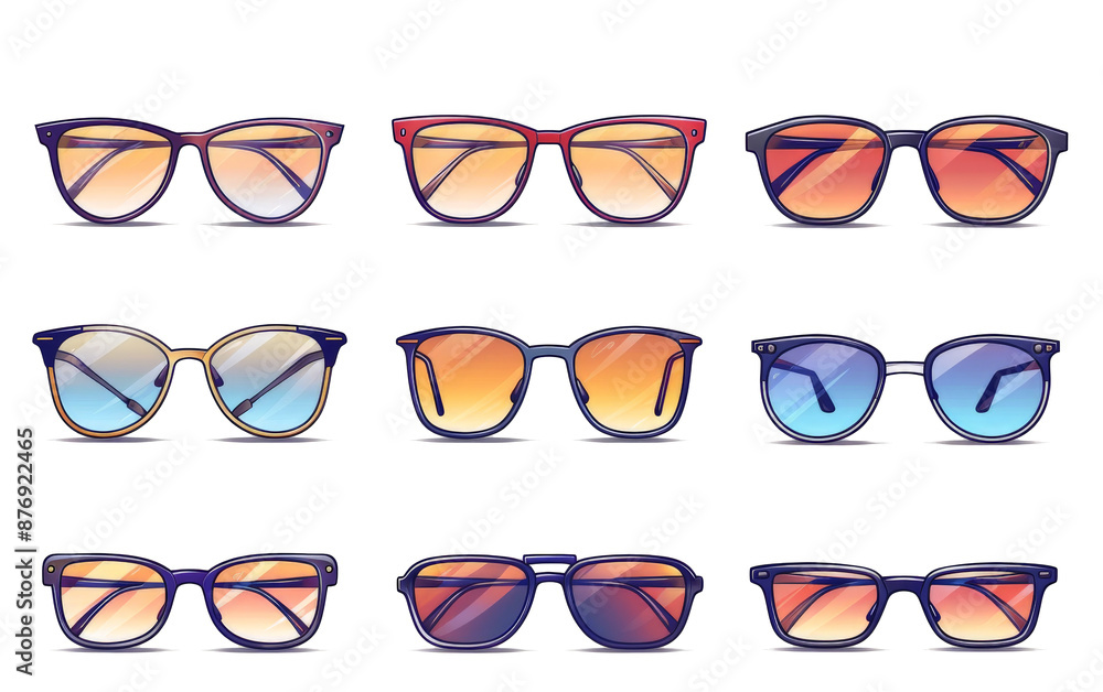Glasses, thin icon set. Outline icon collection. Simple vector illustration white background Glasses, thin icon set. Outline icon collection. Simple vector illustration white background