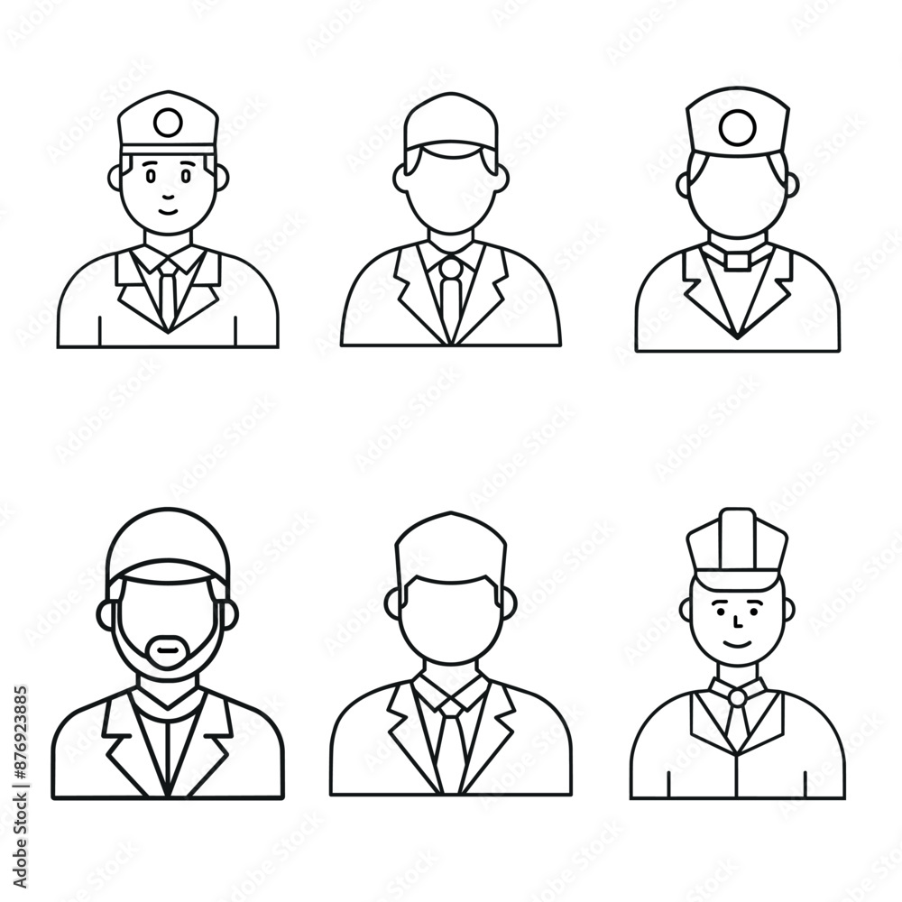 Doctor and Nurse line icons set. Vector illustration on a white background. Editable stroke.