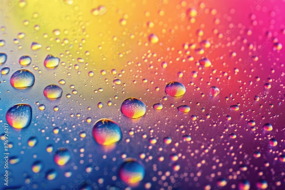 Colorful abstract background with water droplets on a gradient surface, vibrant and dynamic design concept Colorful abstract background with water droplets on a gradient surface, vibrant and dynamic design concept