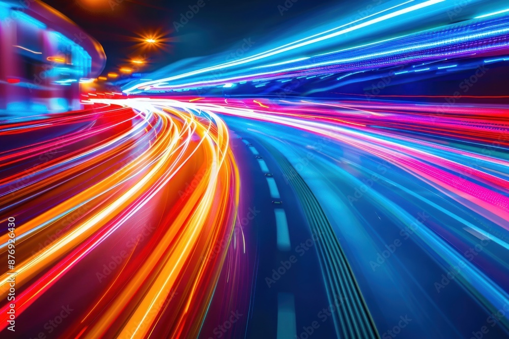 Colorful abstract light trails in motion at night Colorful abstract light trails in motion at night