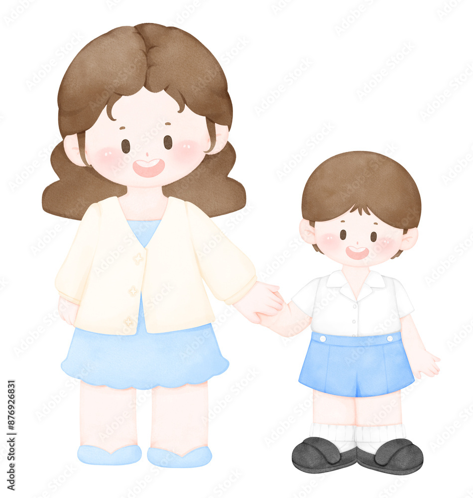 Mother and Son in Thai School Uniform Mother and Son in Thai School Uniform