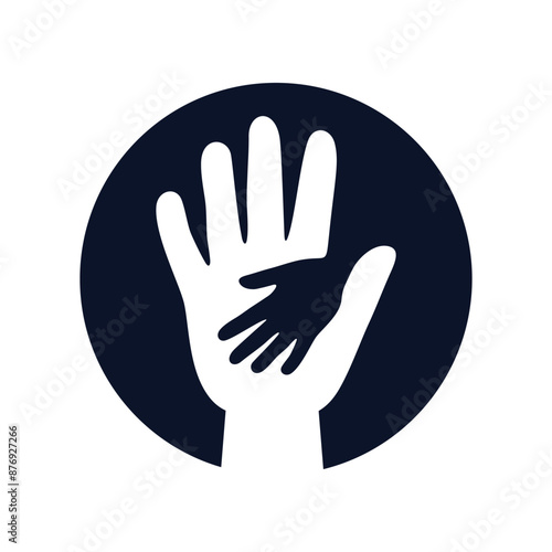 Adult and kid hands logo design vector template
