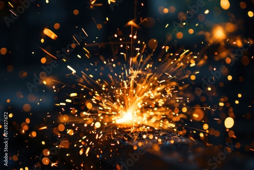 Close up of sparks and flames against a dark background © Ольга Лукьяненко