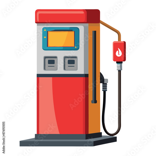 3D petrol dispenser with realism on a white background