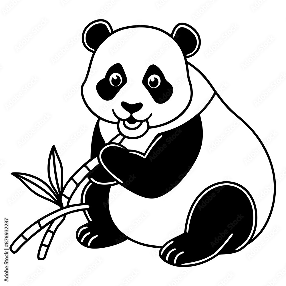 panda with a bamboo