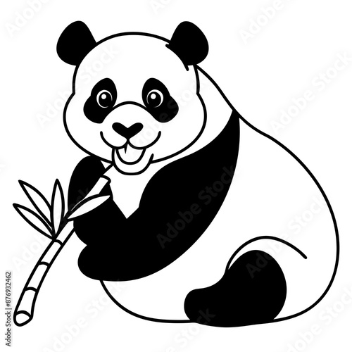 panda bear with a bamboo