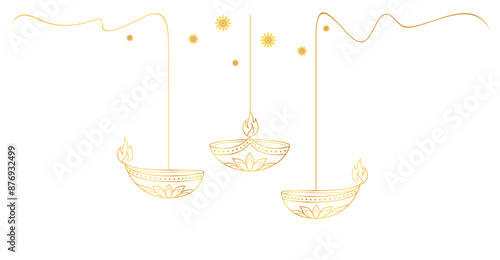 Diwali Candles line art style. Diwali element vector