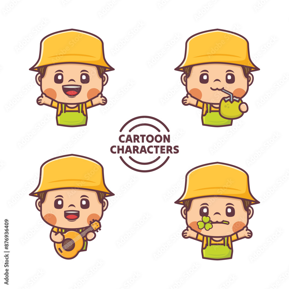 set cartoon character designs with different poses and expressions set cartoon character designs with different poses and expressions